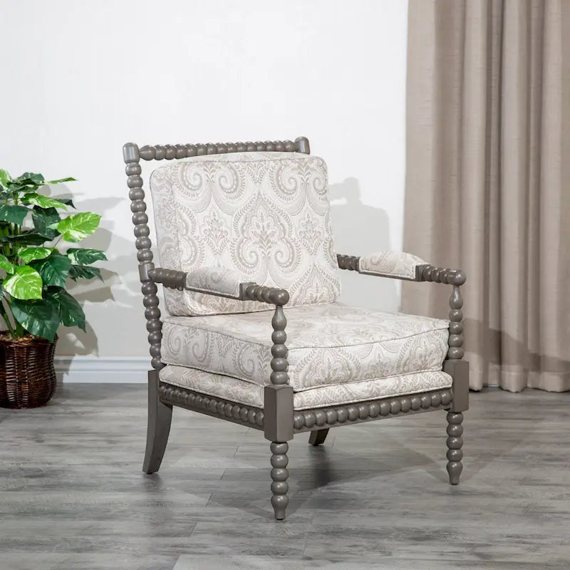 Gray Spindle Accent Chair with Cushion - Single Seat