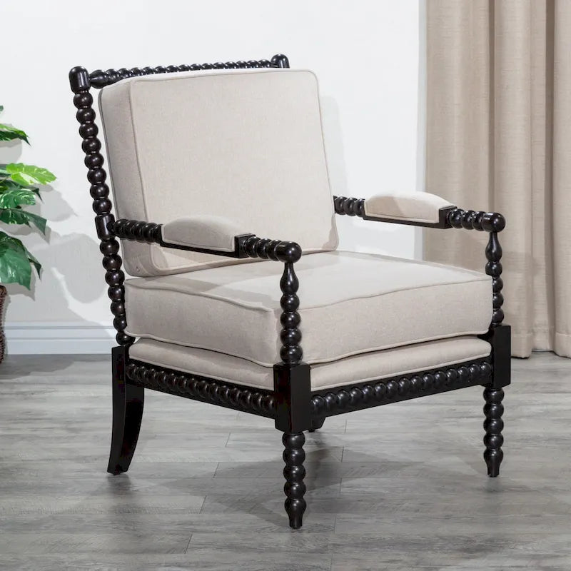 Gray Spindle Accent Chair with Cushion - Single Seat