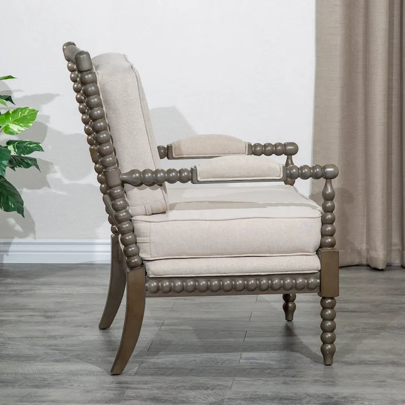 Gray Spindle Accent Chair with Cushion - Single Seat