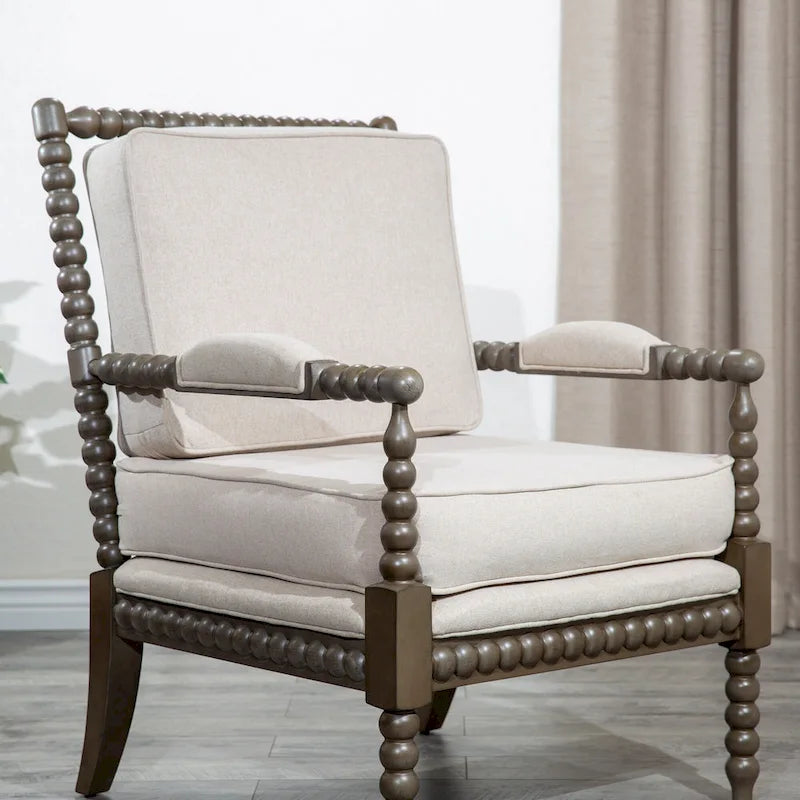 Gray Spindle Accent Chair with Cushion - Single Seat