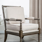 Gray Spindle Accent Chair with Cushion - Single Seat