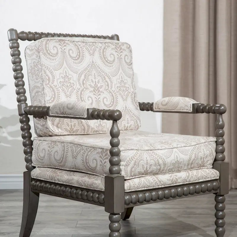 Gray Spindle Accent Chair with Cushion - Single Seat
