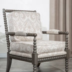 Gray Spindle Accent Chair with Cushion - Single Seat