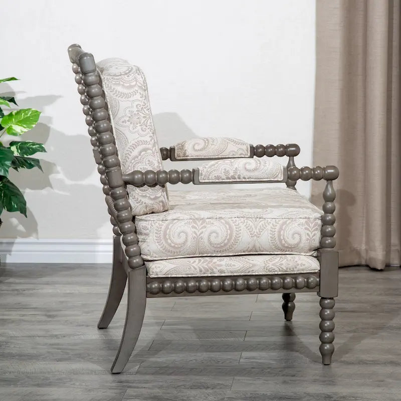 Gray Spindle Accent Chair with Cushion - Single Seat