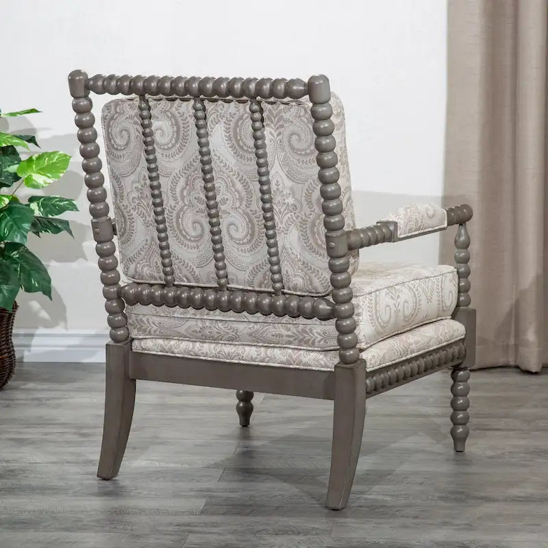 Gray Spindle Accent Chair with Cushion - Single Seat