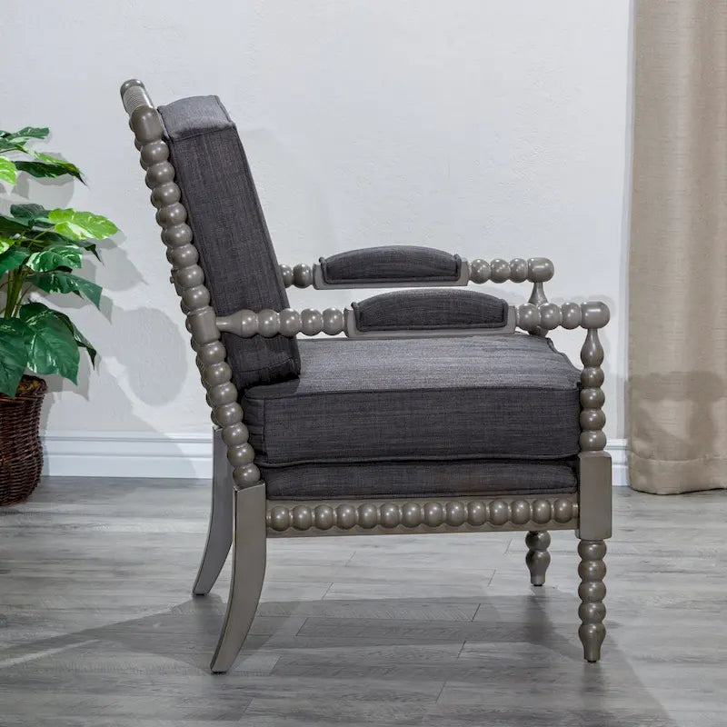 Gray Spindle Accent Chair with Cushion - Single Seat