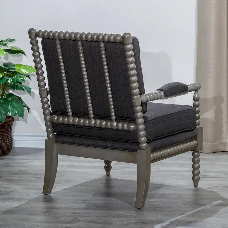 Gray Spindle Accent Chair with Cushion - Single Seat