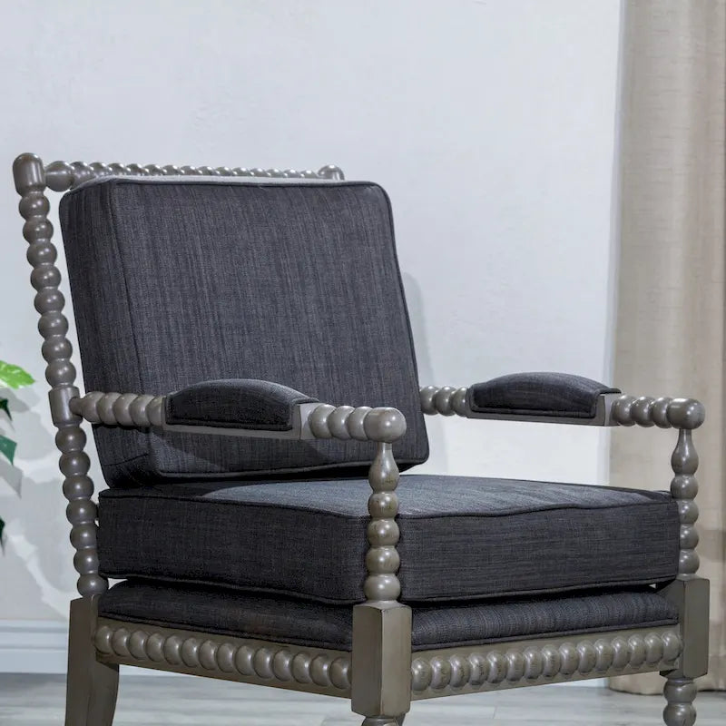 Gray Spindle Accent Chair with Cushion - Single Seat