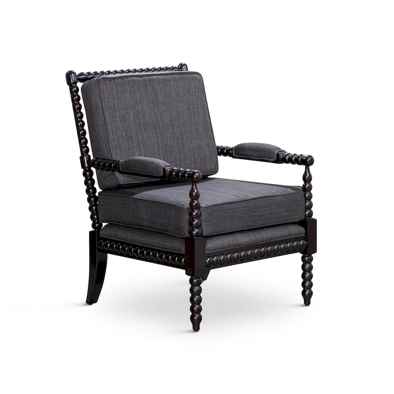 Gray Spindle Accent Chair with Cushion - Single Seat