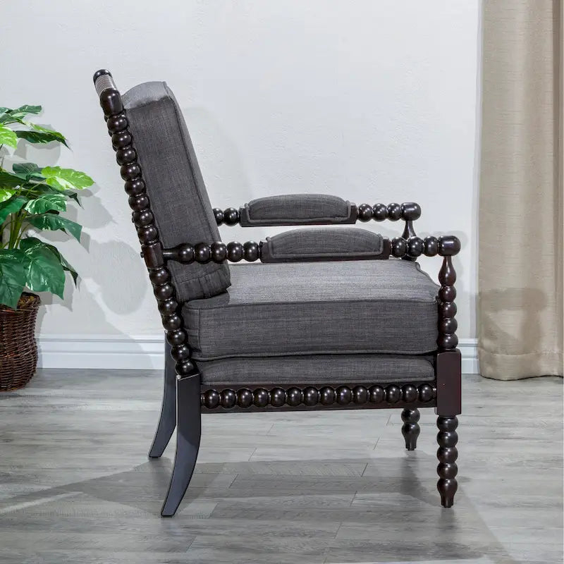 Gray Spindle Accent Chair with Cushion - Single Seat