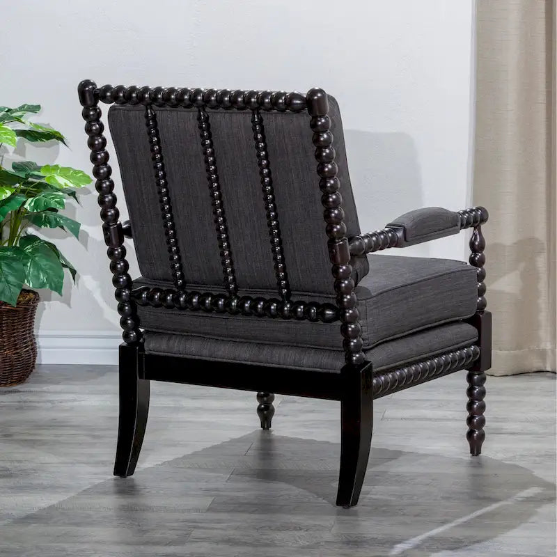 Gray Spindle Accent Chair with Cushion - Single Seat