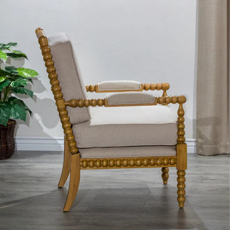 Gray Spindle Accent Chair with Cushion - Single Seat