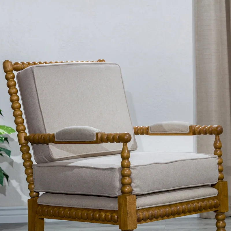 Gray Spindle Accent Chair with Cushion - Single Seat