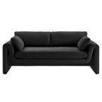Beige Boucle Curved Sofa - 3 Seater