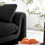 Beige Boucle Curved Sofa - 3 Seater