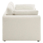Beige Boucle Curved Sofa - 3 Seater