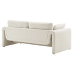 Beige Boucle Curved Sofa - 3 Seater