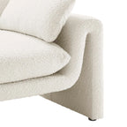 Beige Boucle Curved Sofa - 3 Seater