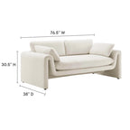 Beige Boucle Curved Sofa - 3 Seater