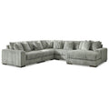 Beige Corduroy 5-Piece Sectional with Chaise