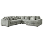Beige Corduroy 5-Piece Sectional with Chaise