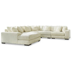 Beige Corduroy 5-Piece Sectional with Chaise