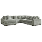 Beige Corduroy 5-Piece Sectional with Chaise