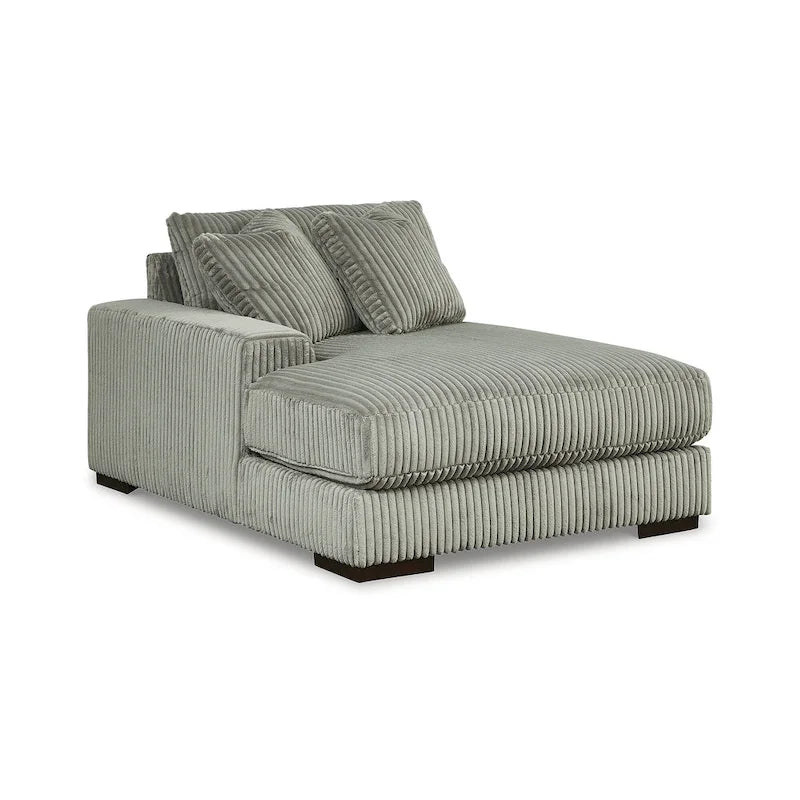 Beige Corduroy 5-Piece Sectional with Chaise