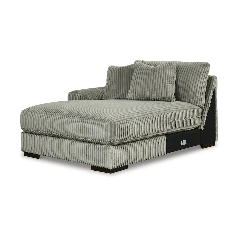 Beige Corduroy 5-Piece Sectional with Chaise