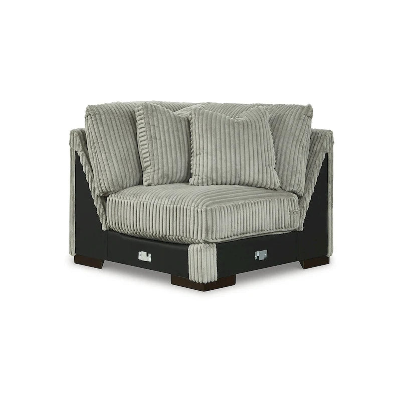 Beige Corduroy 5-Piece Sectional with Chaise