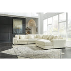 Beige Corduroy 5-Piece Sectional with Chaise