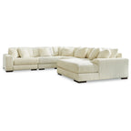 Beige Corduroy 5-Piece Sectional with Chaise