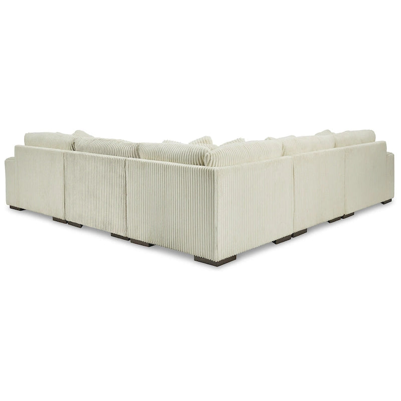Beige Corduroy 5-Piece Sectional with Chaise