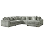 Beige Corduroy 5-Piece Sectional with Chaise