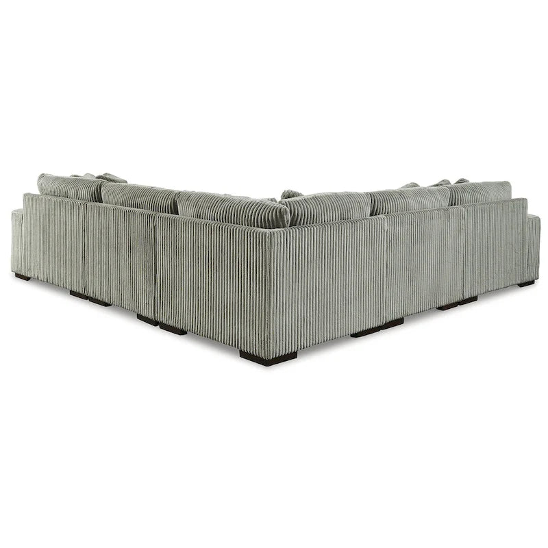 Beige Corduroy 5-Piece Sectional with Chaise
