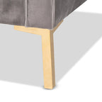 Blue Gray Velvet Tufted 3-Seater Sofa