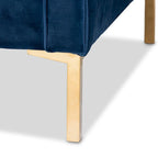 Blue Gray Velvet Tufted 3-Seater Sofa