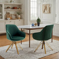 Set of 2 Velvet Swivel Dining Chairs with Golden Legs