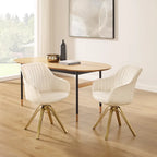 Set of 2 Velvet Swivel Dining Chairs with Golden Legs