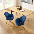 Set of 2 Velvet Swivel Dining Chairs with Golden Legs