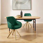 Set of 2 Velvet Swivel Dining Chairs with Golden Legs