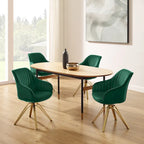 Set of 2 Velvet Swivel Dining Chairs with Golden Legs