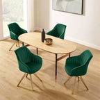 Set of 2 Velvet Swivel Dining Chairs with Golden Legs