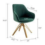 Set of 2 Velvet Swivel Dining Chairs with Golden Legs