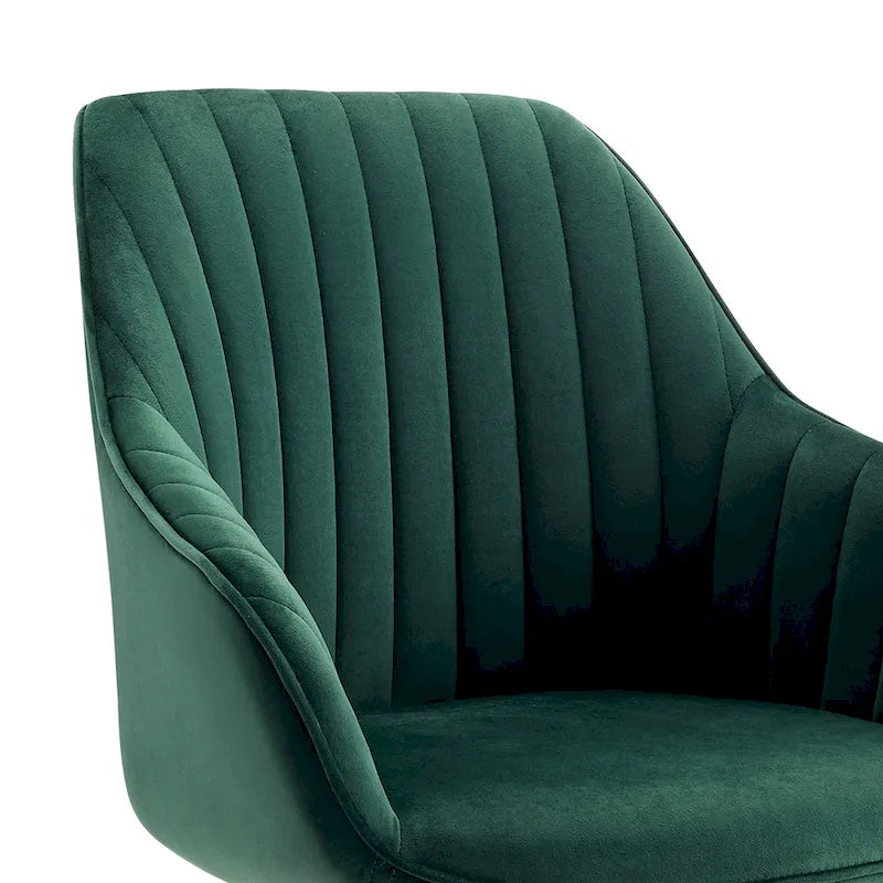 Set of 2 Velvet Swivel Dining Chairs with Golden Legs