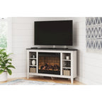 48" Corner TV Stand with Electric Fireplace - Gray Finish