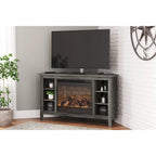 48" Corner TV Stand with Electric Fireplace - Gray Finish