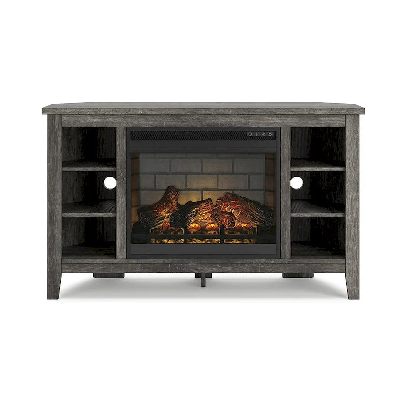 48" Corner TV Stand with Electric Fireplace - Gray Finish