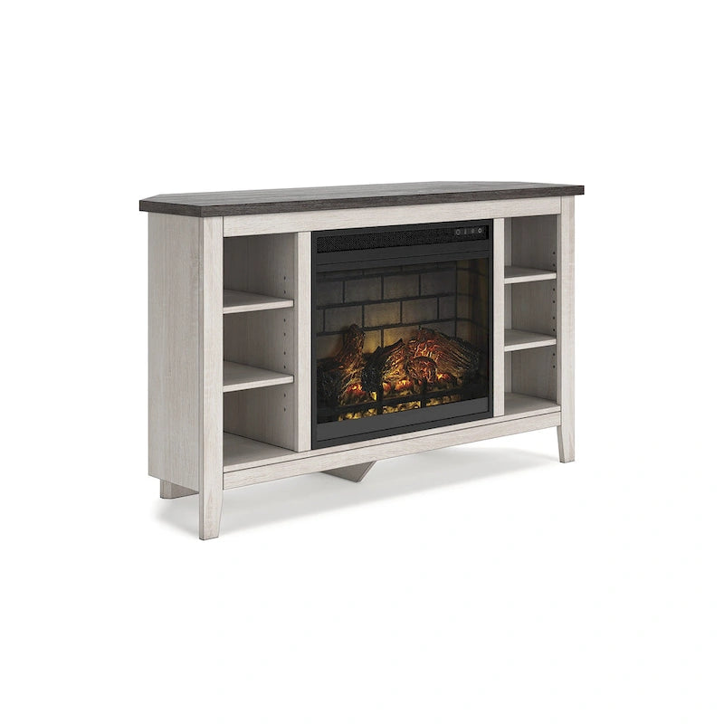 48" Corner TV Stand with Electric Fireplace - Gray Finish