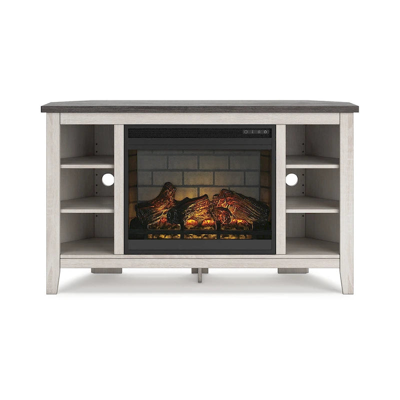 48" Corner TV Stand with Electric Fireplace - Gray Finish